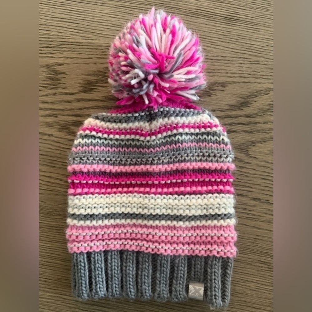 Colorful Striped Pom-Pom Beanie for Kids